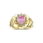 14K Yellow Gold Ring with Oval Pink Gemstone