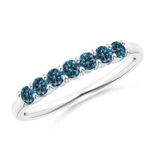 Natural Blue Diamond Half Eternity Wedding Ring