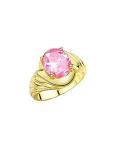 14K Yellow Gold Oval Pink Ice Gemstone Ring