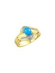 14K Gold Swirl Ring with Turquoise and Diamonds