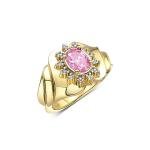 14K Yellow Gold Ring with Oval Pink Gemstone
