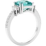 14K White Gold Paraiba Tourmaline and Diamond Ring