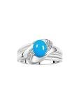 14K White Gold Oval Turquoise Ring for Women
