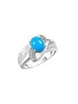 14K White Gold Oval Turquoise Ring for Women