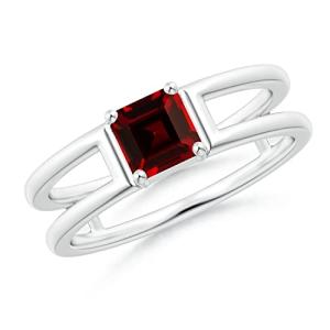 Natural Garnet Solitaire Ring in Platinum