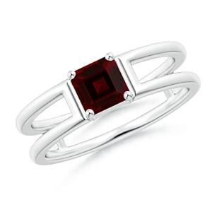 Natural Garnet Solitaire Ring in Platinum