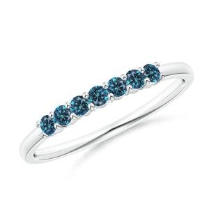 Natural Blue Diamond Half Eternity Wedding Ring