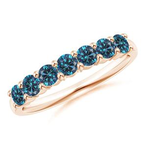 Blue Diamond Half Eternity Ring in Rose Gold