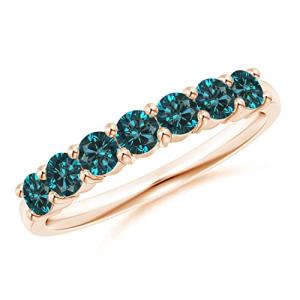 Natural Blue Diamond Wedding Ring in Rose Gold