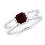 Garnet Solitaire Ring in White Gold for Her