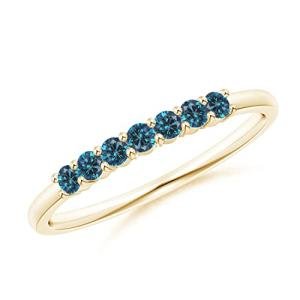 Natural Blue Diamond Half Eternity Wedding Ring