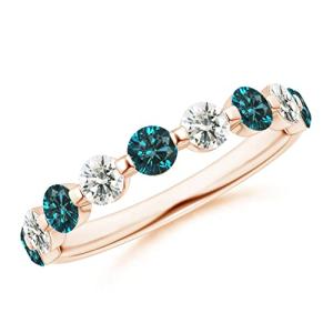 Enhanced Blue Diamond and Diamond Ring in Rose Gold