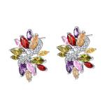 Heart-Shaped Multicolor Stud Earrings in White Gold