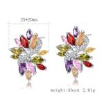 Heart-Shaped Multicolor Stud Earrings in White Gold