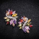 Heart-Shaped Multicolor Stud Earrings in White Gold