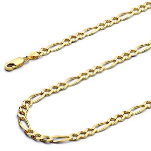 14k Yellow Gold 4.5mm Men's Figaro Chain Necklace