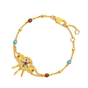 24K Gold Boho Tassel Bracelet with Blessings