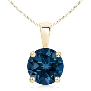 London Blue Topaz Solitaire Pendant Necklace in Gold