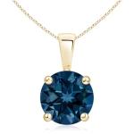 London Blue Topaz Solitaire Pendant Necklace in Gold