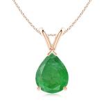 Emerald Solitaire Pendant in Rose Gold