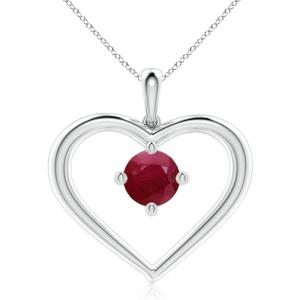 Ruby Heart Pendant in Sterling Silver for Women