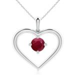 Ruby Heart Pendant in Sterling Silver for Women