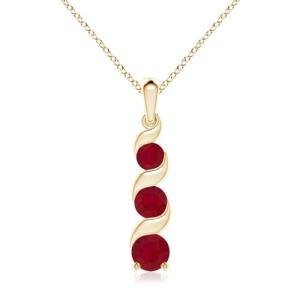 Natural Ruby Pendant Necklace in Yellow Gold