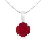 Natural Ruby Solitaire Pendant Necklace in White Gold