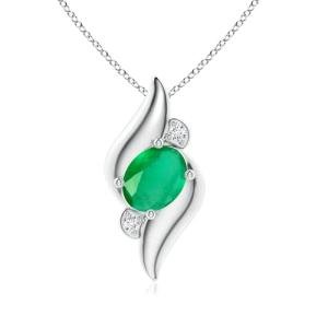 Emerald and Diamond Pendant in White Gold