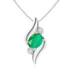 Emerald and Diamond Pendant in White Gold