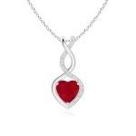 Heart-Shaped Ruby and Diamond Pendant Necklace