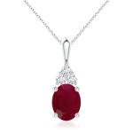 Oval Ruby Pendant with Diamonds in White Gold
