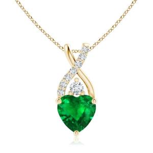 Yellow Gold Heart Shaped Emerald Pendant Necklace