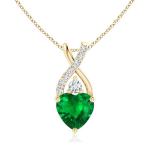 Yellow Gold Heart Shaped Emerald Pendant Necklace