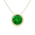 Natural Emerald Solitaire Pendant Necklace in Yellow Gold