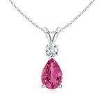 Pink Sapphire Pear Pendant Necklace in White Gold
