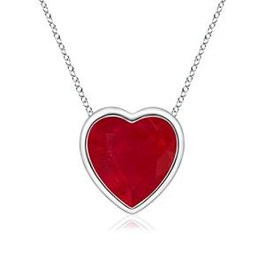 Heart Shaped Ruby Pendant Necklace in White Gold