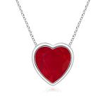 Heart Shaped Ruby Pendant Necklace in White Gold