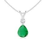 Emerald Pear Shape Solitaire Pendant Necklace