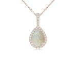 Opal Teardrop Pendant with Diamond Halo in Rose Gold