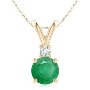 Natural Emerald Solitaire Pendant in Yellow Gold