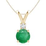 Natural Emerald Solitaire Pendant in Yellow Gold
