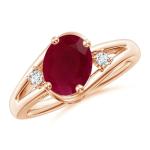 Rose Gold Prong-Set Ruby and Diamond Ring