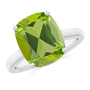 Natural Peridot Solitaire Ring in Platinum