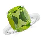 Natural Peridot Solitaire Ring in Platinum