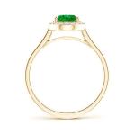 Emerald and Diamond Halo Engagement Ring in Gold