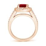 Oval Ruby Halo Engagement Ring in Rose Gold