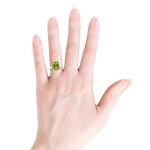 Natural Peridot Solitaire Ring in Platinum
