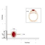 Oval Ruby Halo Engagement Ring in Rose Gold