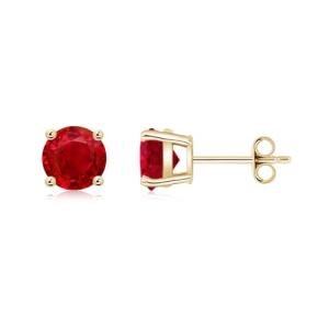 Ruby Solitaire Earrings in Yellow Gold